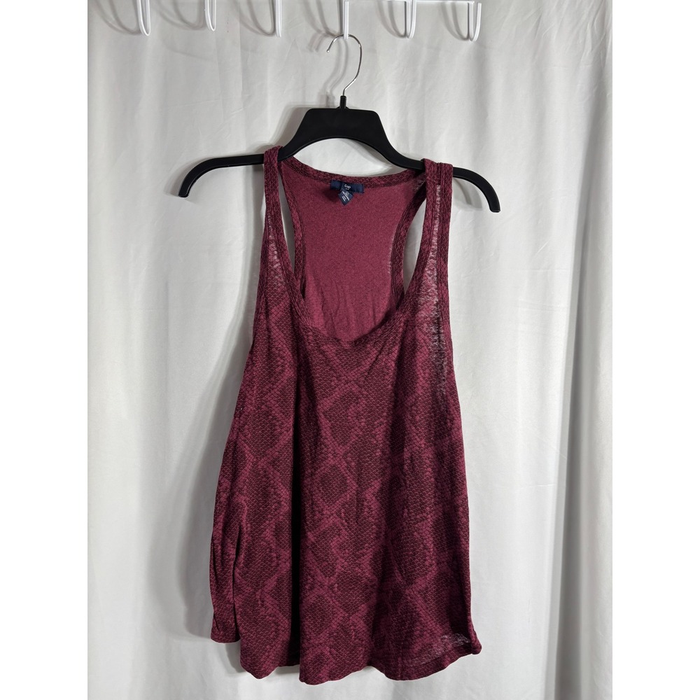 Gap Women Burgundy Snake Print Racerback Tank‎ Top Size L